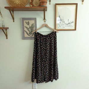 90s vintage ditsy floral button front maxi skirt